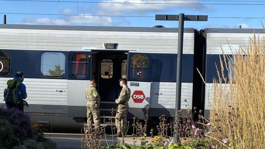 Militares realizan un control de pasaporte covid en un tren en Dinamarca. Ingeborg Eliassen